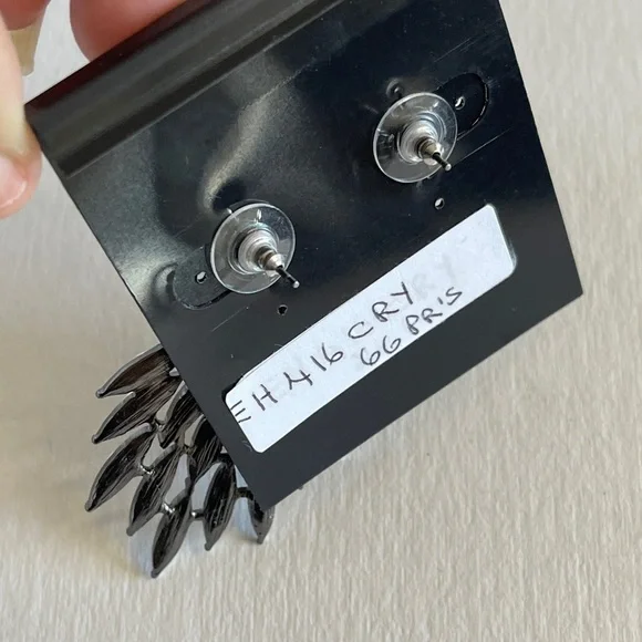 NWT WA Studios Crystal Silver Statement Earrings - Picture 4 of 5